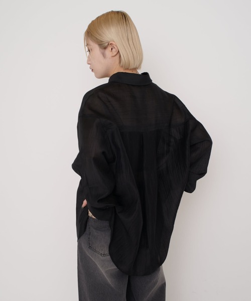 Lui's（ルイス）の「【mi-企画】プリーツシアーシャツ（シャツ/ブラウス・レディース・ブラック・FREE）」の6枚目の写真