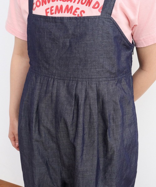 CHILD WOMAN（チャイルドウーマン）の「綿ラミーライトデニム 肩リボンサロペット（サロペット/オーバーオール・レディース・ネイビー・FREE）」の18枚目の写真
