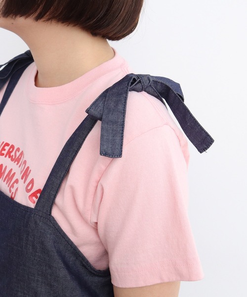 CHILD WOMAN（チャイルドウーマン）の「綿ラミーライトデニム 肩リボンサロペット（サロペット/オーバーオール・レディース・ネイビー・FREE）」の17枚目の写真