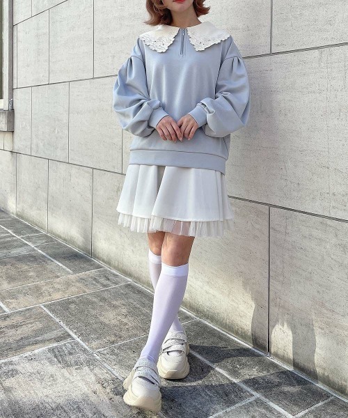 F i.n.t(フィント)の「マーガレット衿ハーフZIPスウェット/fint フィント(スウェット・レディース・ブルーグレー/グリーン/ピンク・FREE)」の11枚目の写真