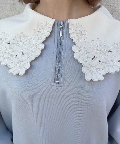 F i.n.t(フィント)の「マーガレット衿ハーフZIPスウェット/fint フィント(スウェット・レディース・ブルーグレー/グリーン/ピンク・FREE)」の12枚目の写真