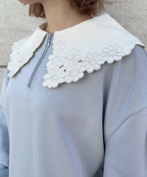 F i.n.t(フィント)の「マーガレット衿ハーフZIPスウェット/fint フィント(スウェット・レディース・ブルーグレー/グリーン/ピンク・FREE)」の13枚目の写真