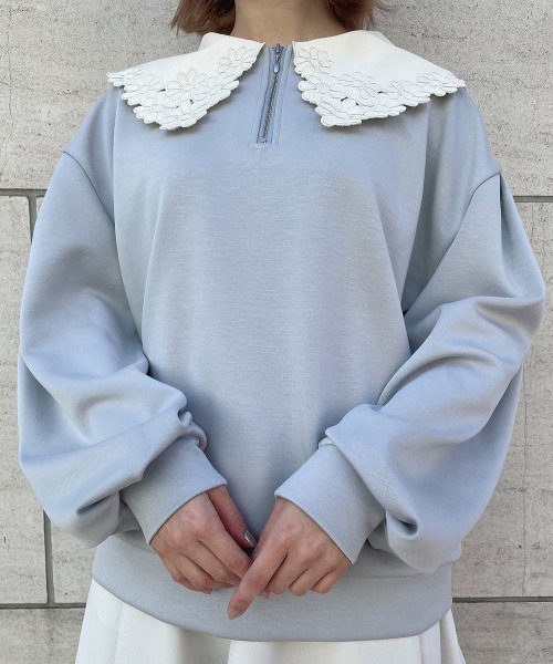 トレーナー スウェット マーガレット衿ハーフＺＩＰスウェット/fint　フィント レディース マーガレット衿ハーフZIPスウェット/F i.n.t [53AI03j006] | F