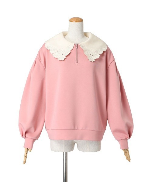 トレーナー スウェット マーガレット衿ハーフＺＩＰスウェット/fint　フィント レディース セール】マーガレット衿ハーフZIPスウェット/fint フィント