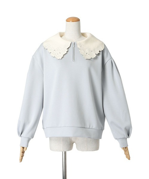 トレーナー スウェット マーガレット衿ハーフＺＩＰスウェット/fint　フィント レディース セール】マーガレット衿ハーフZIPスウェット/fint フィント