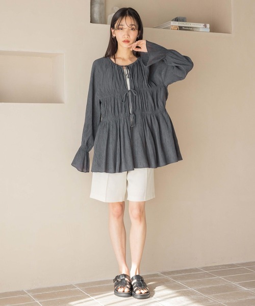 LOWRYS FARM(ローリーズファーム)の「ホップサックハーフパンツ 242757(その他パンツ・レディース・ブラウン/アイボリー/チャコールグレー・FREE)」の4枚目の写真