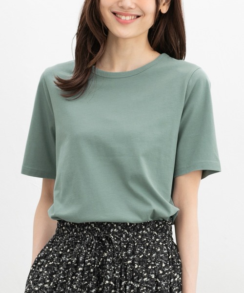 Honeys（ハニーズ）の「【ＵＶカット】半袖オーガニッククルーＴ（Tシャツ/カットソー・レディース・グリーン/ピンク/スミクロ/ベージュ/モカ/ブラック/オフホワイト/ブルー/イエロー・L/LL/M/S）」の6枚目の写真