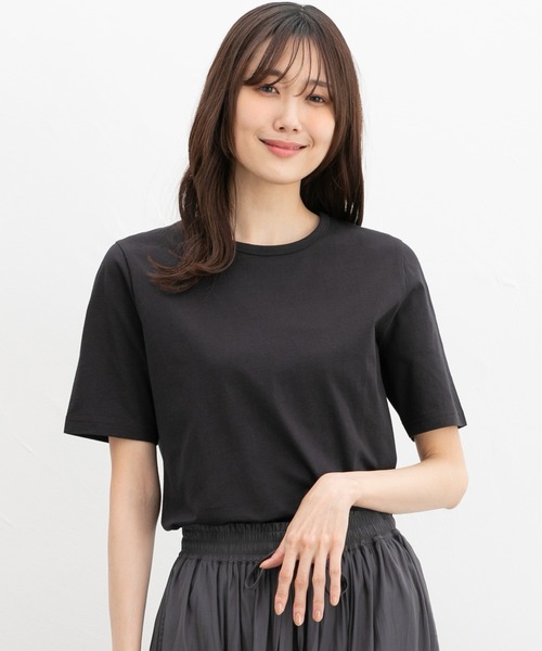 Honeys（ハニーズ）の「【ＵＶカット】半袖オーガニッククルーＴ（Tシャツ/カットソー・レディース・グリーン/ピンク/スミクロ/ベージュ/モカ/ブラック/オフホワイト/ブルー/イエロー・L/LL/M/S）」の14枚目の写真