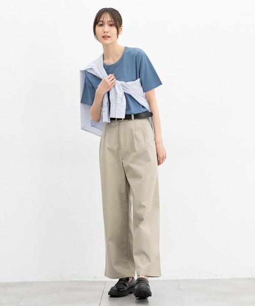 Honeys（ハニーズ）の「【ＵＶカット】半袖オーガニッククルーＴ（Tシャツ/カットソー・レディース・グリーン/ピンク/スミクロ/ベージュ/モカ/ブラック/オフホワイト/ブルー/イエロー・L/LL/M/S）」の15枚目の写真