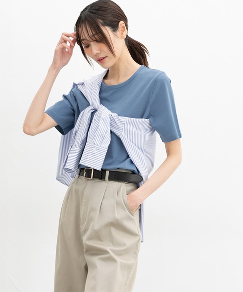 Honeys（ハニーズ）の「【ＵＶカット】半袖オーガニッククルーＴ（Tシャツ/カットソー・レディース・グリーン/ピンク/スミクロ/ベージュ/モカ/ブラック/オフホワイト/ブルー/イエロー・L/LL/M/S）」の16枚目の写真