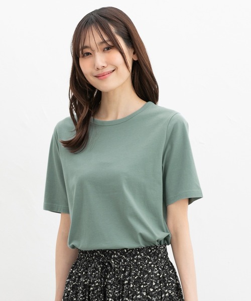 Honeys（ハニーズ）の「【ＵＶカット】半袖オーガニッククルーＴ（Tシャツ/カットソー・レディース・グリーン/ピンク/スミクロ/ベージュ/モカ/ブラック/オフホワイト/ブルー/イエロー・L/LL/M/S）」の21枚目の写真