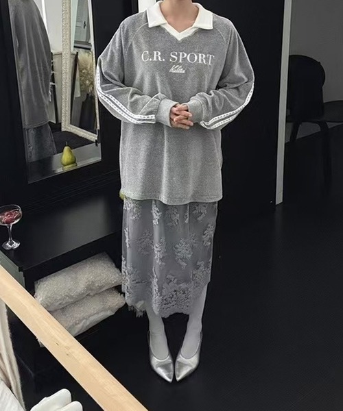 LYEON(リヨン)の「フラワーレースシアースカート(スカート・レディース・ホワイト/チャコール・FREE)」の2枚目の写真