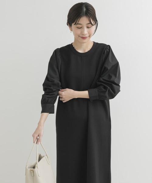セール】ボリュームスリーブドッキングワンピース（ワンピース