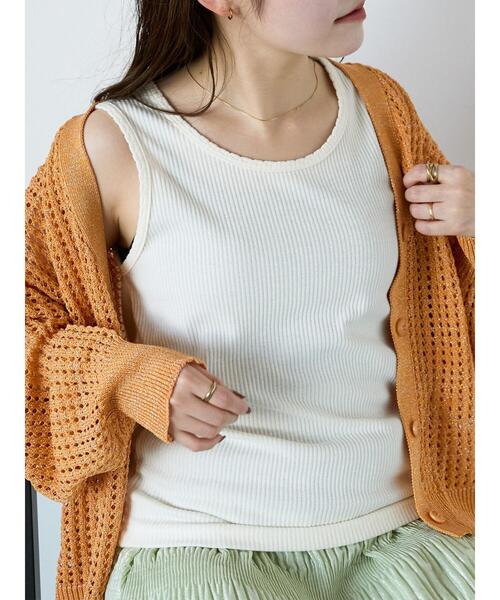 ehka sopo（エヘカソポ）の「柄アソートシェルタックタンクトップ（タンクトップ・レディース・キナリ/モカ/オフホワイト/ブラック・F）」の2枚目の写真