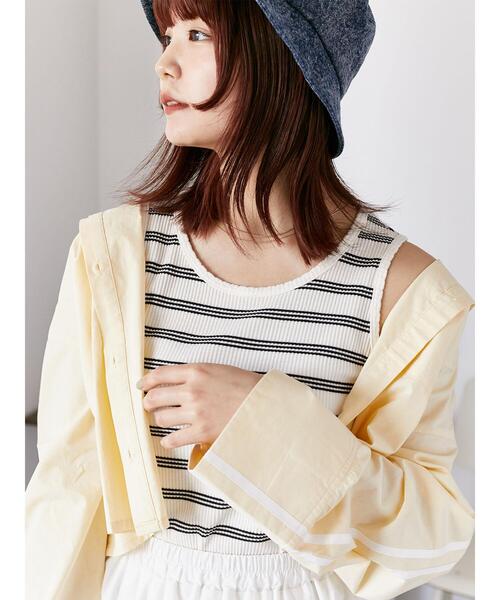 ehka sopo（エヘカソポ）の「柄アソートシェルタックタンクトップ（タンクトップ・レディース・キナリ/モカ/オフホワイト/ブラック・F）」の3枚目の写真