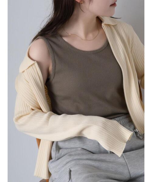 ehka sopo（エヘカソポ）の「柄アソートシェルタックタンクトップ（タンクトップ・レディース・キナリ/モカ/オフホワイト/ブラック・F）」の17枚目の写真