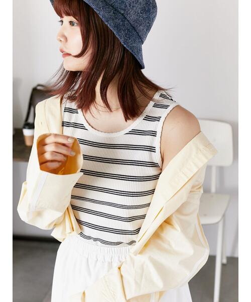 ehka sopo（エヘカソポ）の「柄アソートシェルタックタンクトップ（タンクトップ・レディース・キナリ/モカ/オフホワイト/ブラック・F）」の18枚目の写真