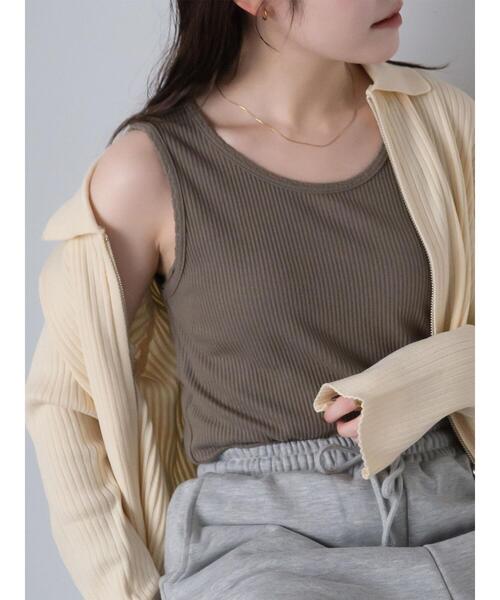 ehka sopo（エヘカソポ）の「柄アソートシェルタックタンクトップ（タンクトップ・レディース・キナリ/モカ/オフホワイト/ブラック・F）」の10枚目の写真