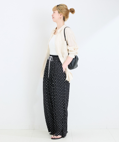 B.C STOCK(ベーセーストック)の「《追加》Wベルトプリーツイージーパンツ(その他パンツ・レディース・ブラック/アイボリー・FREE)」の5枚目の写真