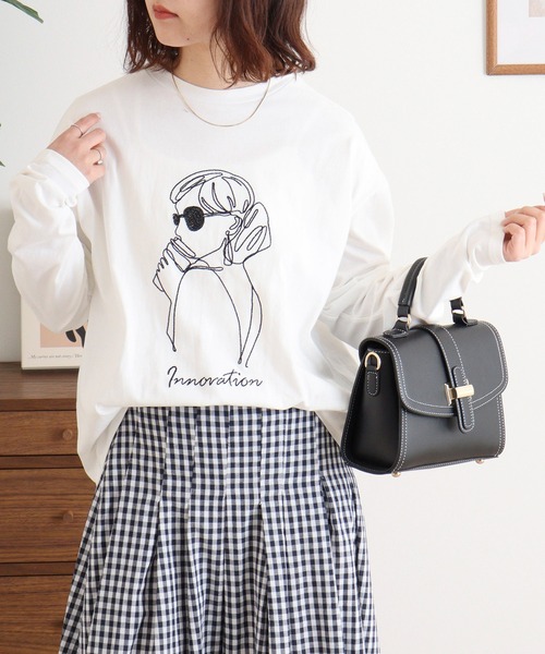 エー・エヌ・エル A.N.L モデル刺繍長袖カットソープルオーバー 丸首ロンT （ブラック） セール】A.N.L モデル刺繍長袖カットソープルオーバー 丸首ロンT