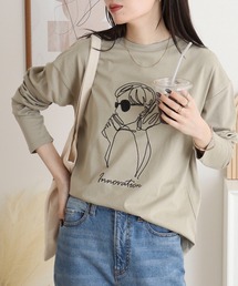 A.N.L モデル刺繍長袖カットソープルオーバー 丸首ロンT