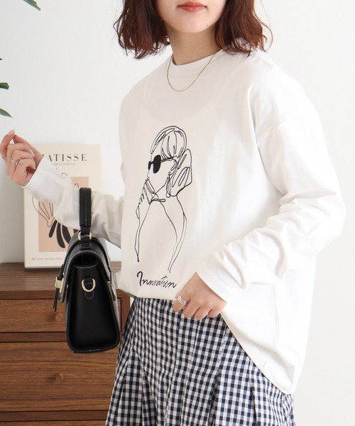 A.N.L(エーエヌエル レーベル)の「A.N.L モデル刺繍長袖カットソープルオーバー 丸首ロンT(Tシャツ/カットソー・レディース・ブルー/オフホワイト/カーキ/ブラック・38)」の6枚目の写真