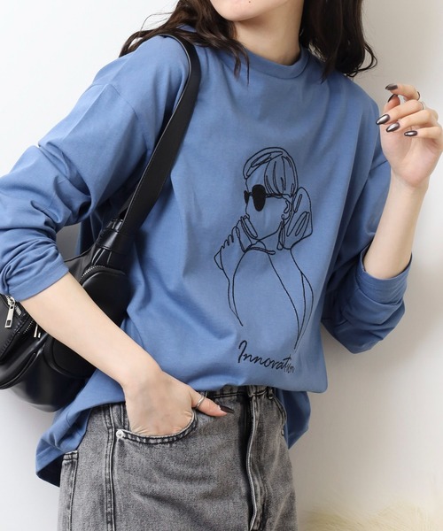 A.N.L(エーエヌエル レーベル)の「A.N.L モデル刺繍長袖カットソープルオーバー 丸首ロンT(Tシャツ/カットソー・レディース・ブルー/オフホワイト/カーキ/ブラック・38)」の17枚目の写真