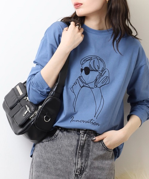 A.N.L(エーエヌエル レーベル)の「A.N.L モデル刺繍長袖カットソープルオーバー 丸首ロンT(Tシャツ/カットソー・レディース・ブルー/オフホワイト/カーキ/ブラック・38)」の18枚目の写真
