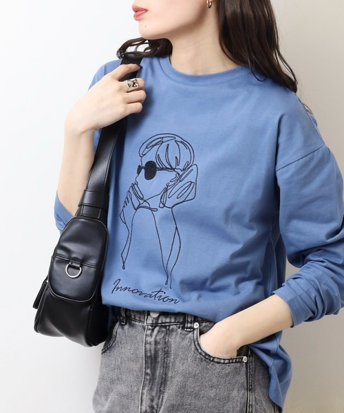 A.N.L(エーエヌエル レーベル)の「A.N.L モデル刺繍長袖カットソープルオーバー 丸首ロンT(Tシャツ/カットソー・レディース・ブルー/オフホワイト/カーキ/ブラック・38)」の19枚目の写真