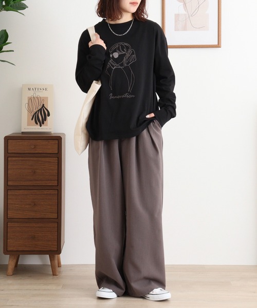 A.N.L(エーエヌエル レーベル)の「A.N.L モデル刺繍長袖カットソープルオーバー 丸首ロンT(Tシャツ/カットソー・レディース・ブルー/オフホワイト/カーキ/ブラック・38)」の12枚目の写真