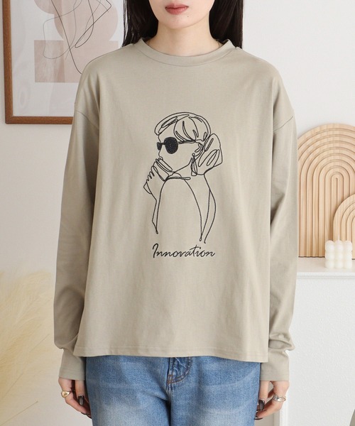 A.N.L(エーエヌエル レーベル)の「A.N.L モデル刺繍長袖カットソープルオーバー 丸首ロンT(Tシャツ/カットソー・レディース・ブルー/オフホワイト/カーキ/ブラック・38)」の21枚目の写真