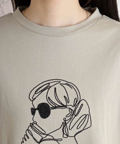 エー・エヌ・エル A.N.L モデル刺繍長袖カットソープルオーバー 丸首ロンT （ブラック） エー・エヌ・エル A.N.L モデル刺繍長袖カットソープルオーバー