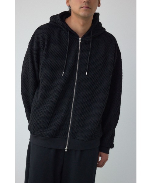 AZUL by moussy（アズールバイマウジー）の「メッシュオーバージップフーディー（パーカー・メンズ・ブラック/アイボリー/グレー/ミント・MEDIUM/LARGE）」の3枚目の写真