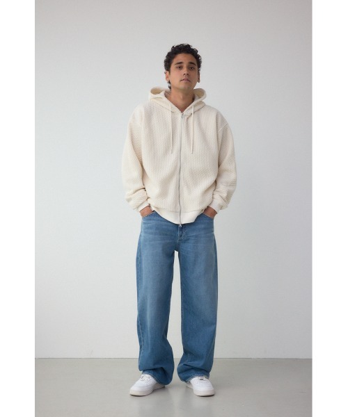 AZUL by moussy（アズールバイマウジー）の「メッシュオーバージップフーディー（パーカー・メンズ・ブラック/アイボリー/グレー/ミント・MEDIUM/LARGE）」の19枚目の写真