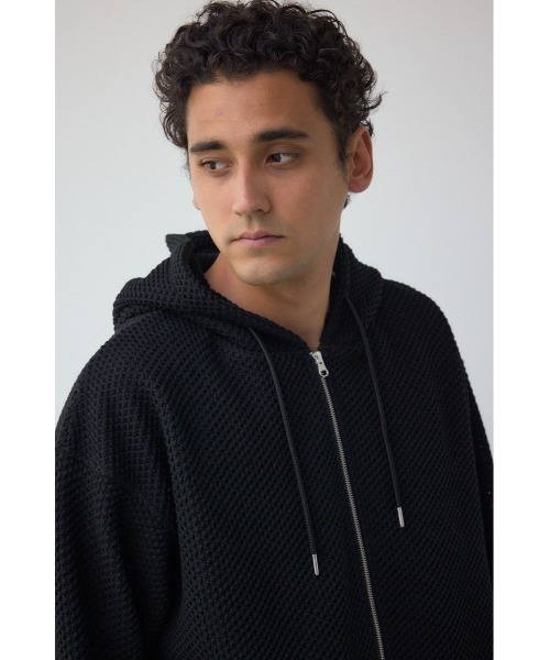 AZUL by moussy（アズールバイマウジー）の「メッシュオーバージップフーディー（パーカー・メンズ・ブラック/アイボリー/グレー/ミント・MEDIUM/LARGE）」の10枚目の写真