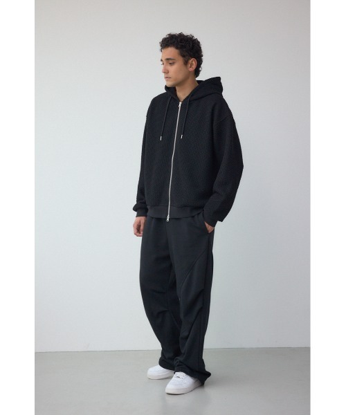 AZUL by moussy（アズールバイマウジー）の「メッシュオーバージップフーディー（パーカー・メンズ・ブラック/アイボリー/グレー/ミント・MEDIUM/LARGE）」の8枚目の写真