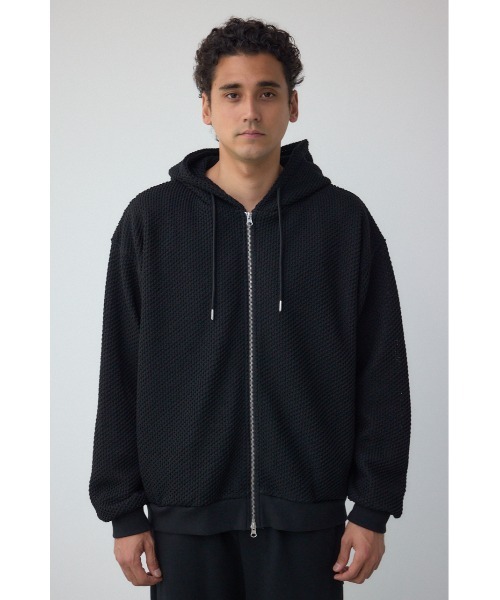 AZUL by moussy（アズールバイマウジー）の「メッシュオーバージップフーディー（パーカー・メンズ・ブラック/アイボリー/グレー/ミント・MEDIUM/LARGE）」の7枚目の写真