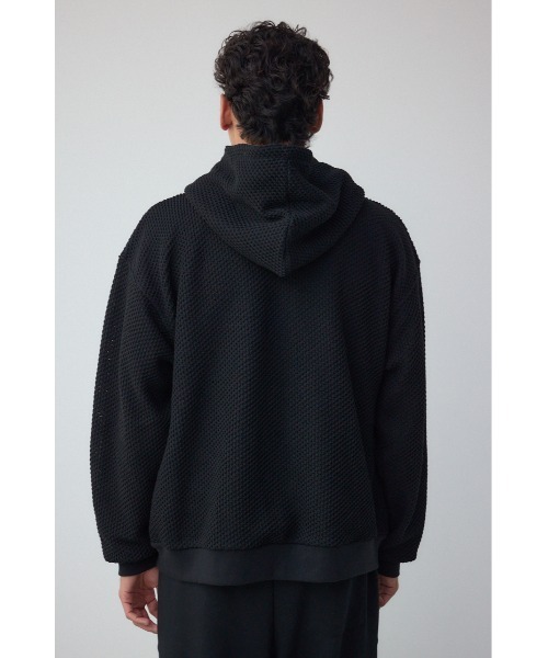 AZUL by moussy（アズールバイマウジー）の「メッシュオーバージップフーディー（パーカー・メンズ・ブラック/アイボリー/グレー/ミント・MEDIUM/LARGE）」の5枚目の写真
