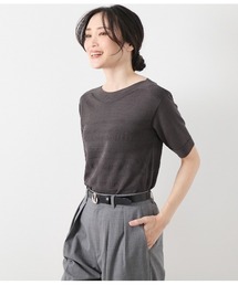 NEWYORKER | コットンアセテート パネルボーダー5分袖プルオーバー(ニット/セーター)
