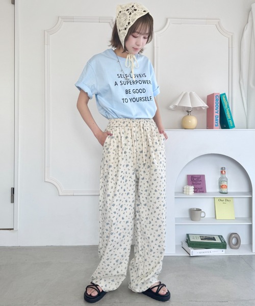 【GLIMCLAP】サルエルイージーパンツ/モノトーン総柄 30%OFF【GLIMCLAP(グリムクラップ)】 Leopard pattern easy