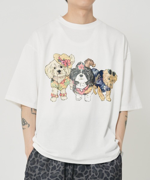 CORISCO(コリスコ)の「アニマルリゾート柄Tシャツ(M1)(Tシャツ/カットソー・メンズ・ホワイト系1/ホワイト系2/グレー系2/ブラック系2/オートミール/キナリ/グレー系1/ブラック系1・MEDIUM/LARGE/X-LARGE)」の4枚目の写真