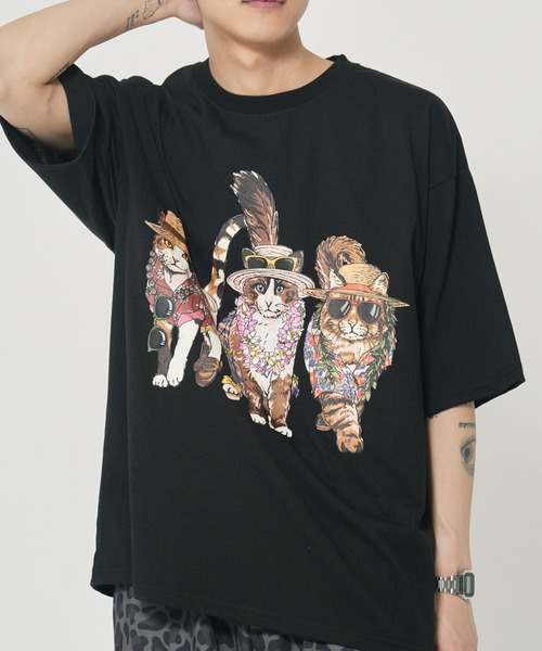 CORISCO(コリスコ)の「アニマルリゾート柄Tシャツ(M1)(Tシャツ/カットソー・メンズ・ホワイト系1/ホワイト系2/グレー系2/ブラック系2/オートミール/キナリ/グレー系1/ブラック系1・MEDIUM/LARGE/X-LARGE)」の5枚目の写真