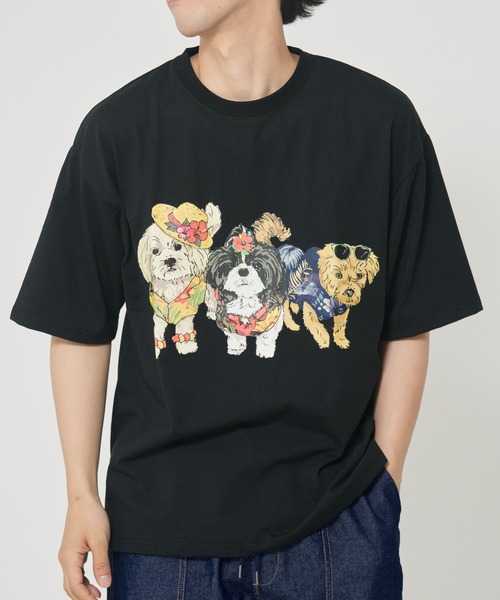 CORISCO(コリスコ)の「アニマルリゾート柄Tシャツ(M1)(Tシャツ/カットソー・メンズ・ホワイト系1/ホワイト系2/グレー系2/ブラック系2/オートミール/キナリ/グレー系1/ブラック系1・MEDIUM/LARGE/X-LARGE)」の6枚目の写真