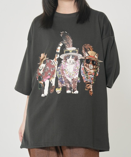 CORISCO(コリスコ)の「アニマルリゾート柄Tシャツ(M1)(Tシャツ/カットソー・メンズ・ホワイト系1/ホワイト系2/グレー系2/ブラック系2/オートミール/キナリ/グレー系1/ブラック系1・MEDIUM/LARGE/X-LARGE)」の7枚目の写真