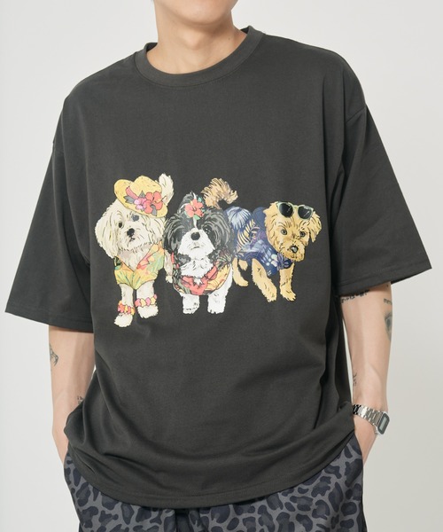 CORISCO(コリスコ)の「アニマルリゾート柄Tシャツ(M1)(Tシャツ/カットソー・メンズ・ホワイト系1/ホワイト系2/グレー系2/ブラック系2/オートミール/キナリ/グレー系1/ブラック系1・MEDIUM/LARGE/X-LARGE)」の8枚目の写真