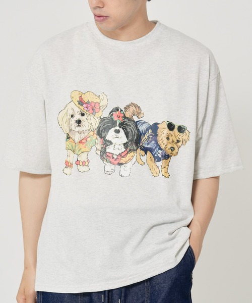 CORISCO(コリスコ)の「アニマルリゾート柄Tシャツ(M1)(Tシャツ/カットソー・メンズ・ホワイト系1/ホワイト系2/グレー系2/ブラック系2/オートミール/キナリ/グレー系1/ブラック系1・MEDIUM/LARGE/X-LARGE)」の2枚目の写真