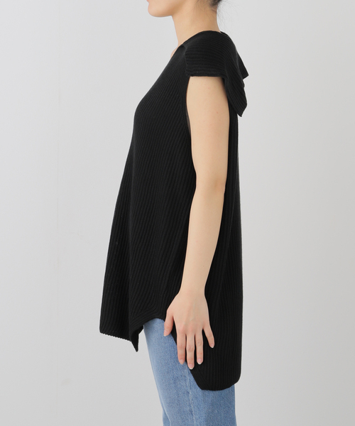 SEEALL（シーオール）の「SEEALL WIDE COLLOR RIB TOP SAW53 KJ601：ニットトップス（ニット/セーター・レディース・ブラック・FREE）」の5枚目の写真