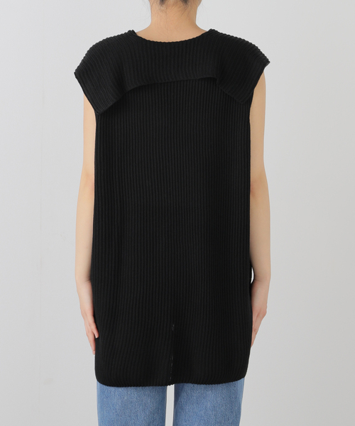 SEEALL（シーオール）の「SEEALL WIDE COLLOR RIB TOP SAW53 KJ601：ニットトップス（ニット/セーター・レディース・ブラック・FREE）」の6枚目の写真