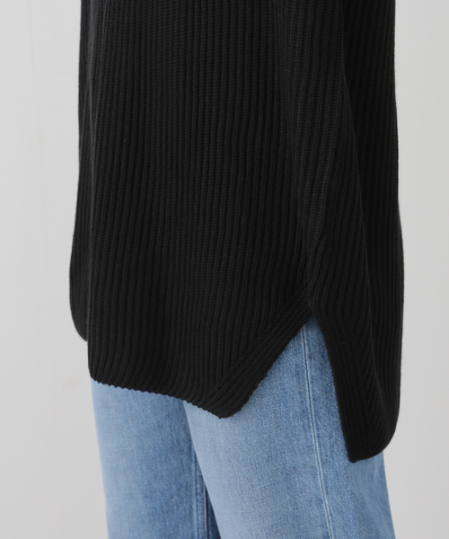 SEEALL（シーオール）の「SEEALL WIDE COLLOR RIB TOP SAW53 KJ601：ニットトップス（ニット/セーター・レディース・ブラック・FREE）」の9枚目の写真