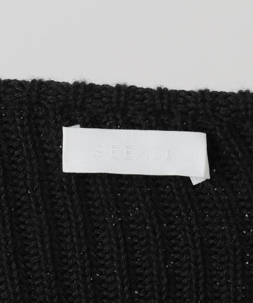 SEEALL（シーオール）の「SEEALL WIDE COLLOR RIB TOP SAW53 KJ601：ニットトップス（ニット/セーター・レディース・ブラック・FREE）」の10枚目の写真